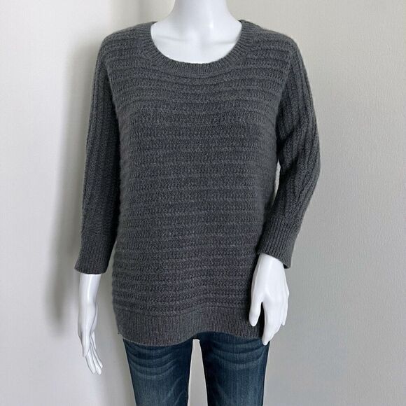 Garnet Hill Women's Sweater Size S Gray Lambswool Angora Blend Side Zippers - Picture 1 of 8
